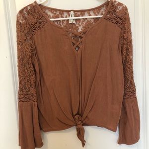 Camel Lace Top